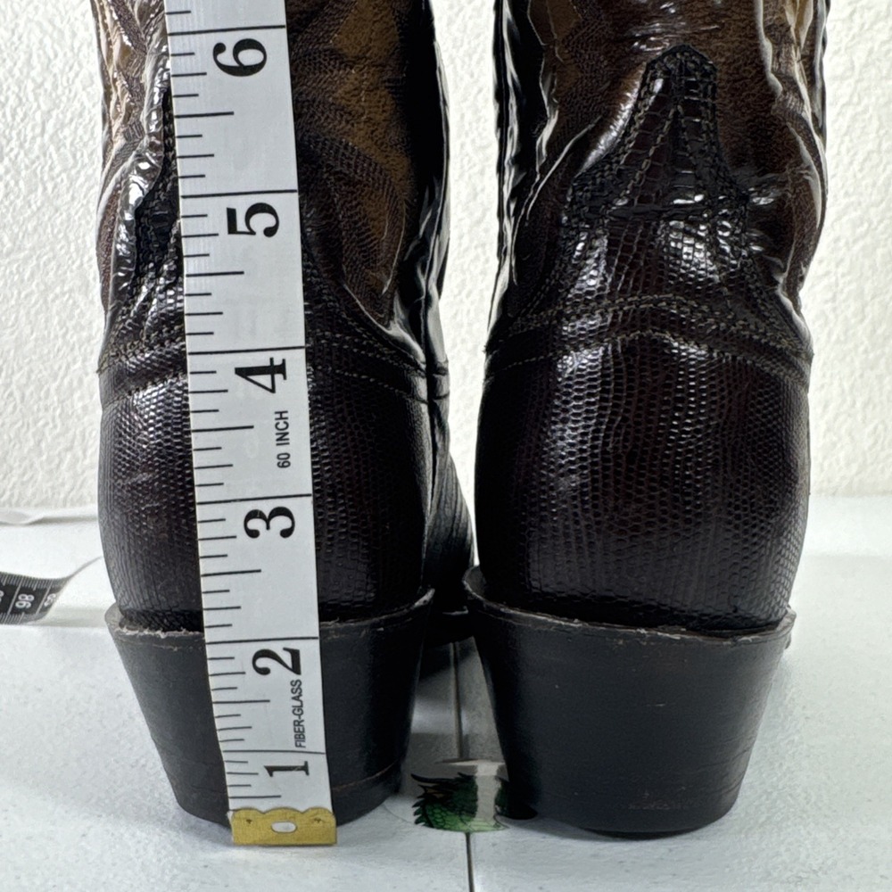 Lucchese Classics Exotic Brown Cowboy Boots 6.5 B Seared Ring Lizard & Goat Skin - Picture 9 of 16
